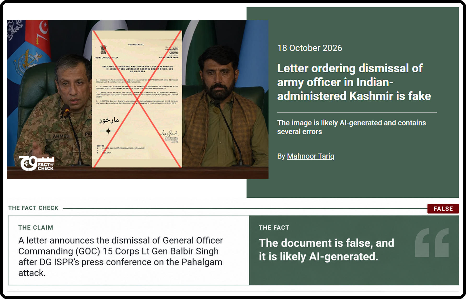 A Soch Fact Check article feature image showing the original claim, a false verdict, and the fact-check explanation.