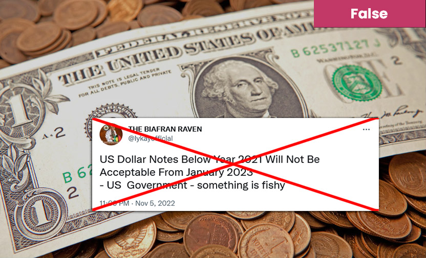 US Dollars printed before 2021 will not be discontinued 2023