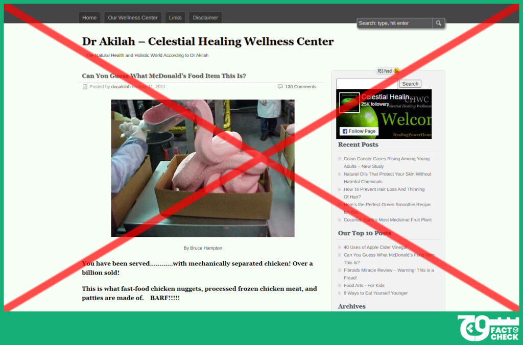 Rubber used to make chicken nuggets? Video is based on false narrative!