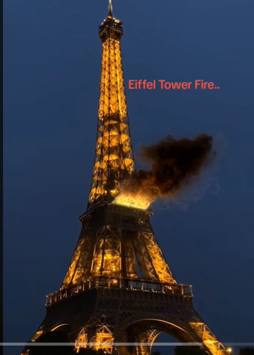 Videos and images show the Eiffel Tower caught fire Soch Fact Check